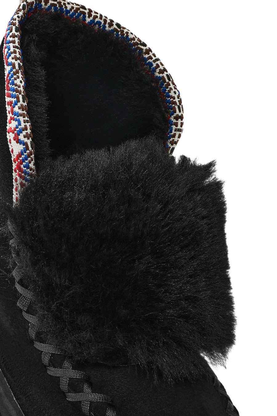 Women's Black Thick-Soled Fur Suede Leather Boots