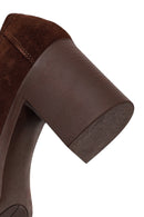 Woman Brown Chunky Heeled Suede Loafer | Derimod