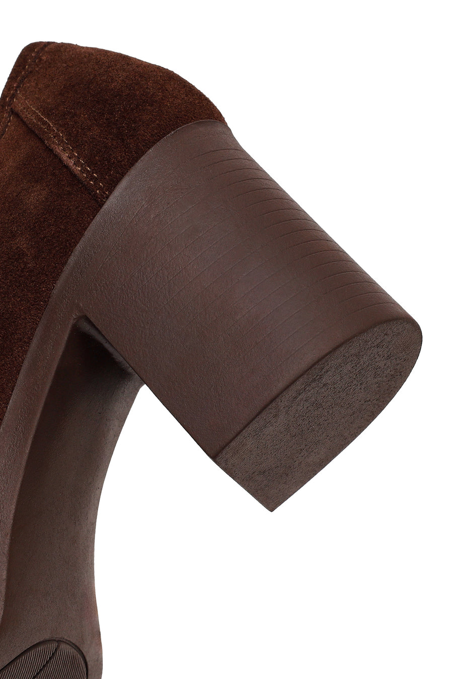Woman Brown Chunky Heeled Suede Loafer