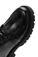 Woman Black Lace-Up Zipper Detail Leather Postal Boots | Derimod