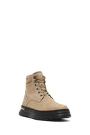 Men's Beige Lace-Up Thick-Soled Nubuck Leather Boots | Derimod