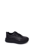 Erkek Siyah Bağcıklı Kalın Tabanlı Deri Casual Sneaker | Derimod