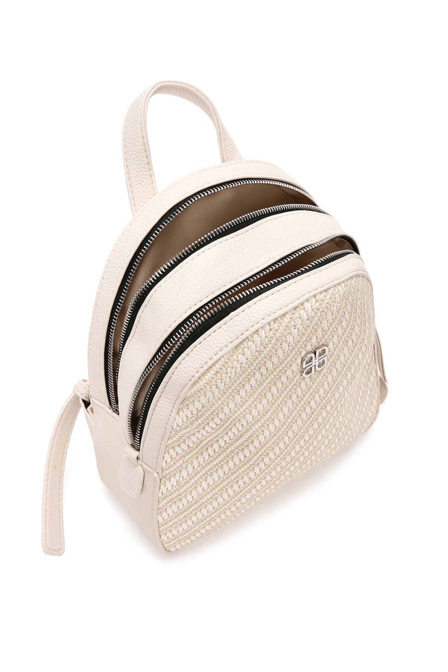 Women's Cream Straw Backpack