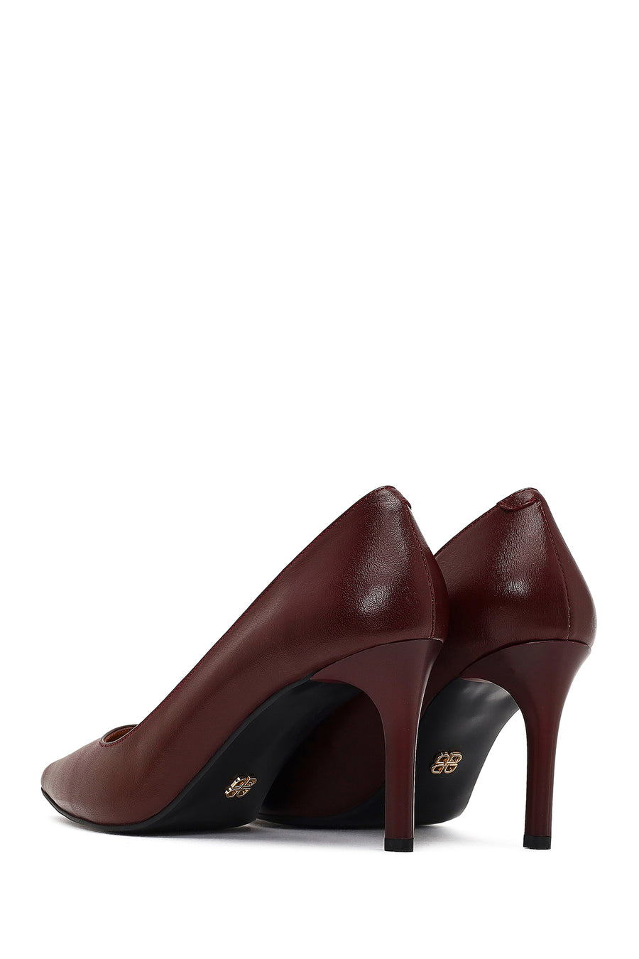 Women's Burgundy Thin Heeled Leather Stiletto