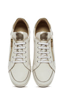 Women's Cream Lace-Up Leather Sneakers | Derimod