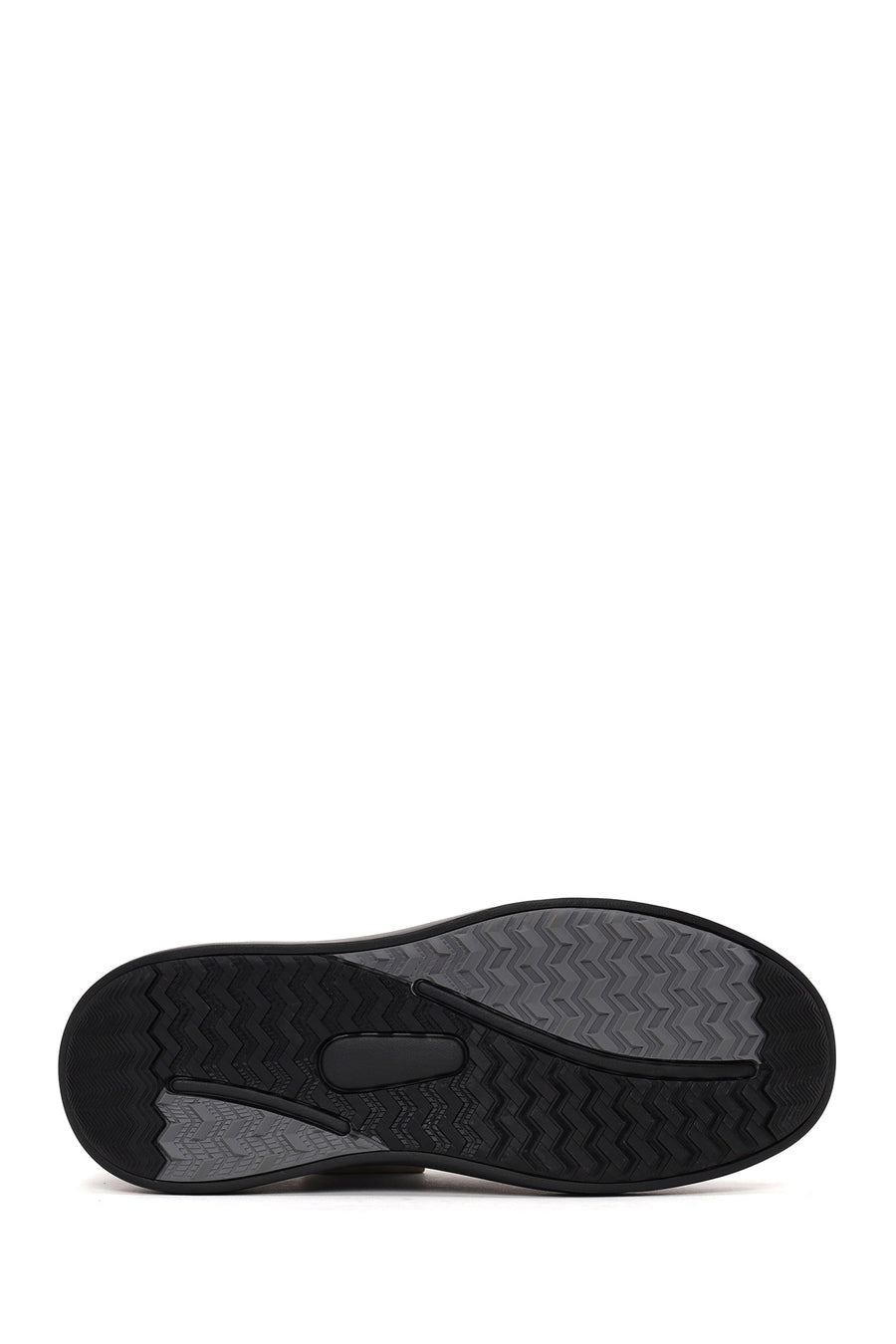 Erkek Siyah Bağcıklı Kalın Tabanlı Deri Sneaker