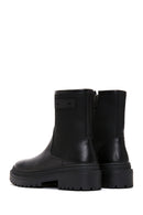 Women's Black Leather Zippered Boots | Derimod