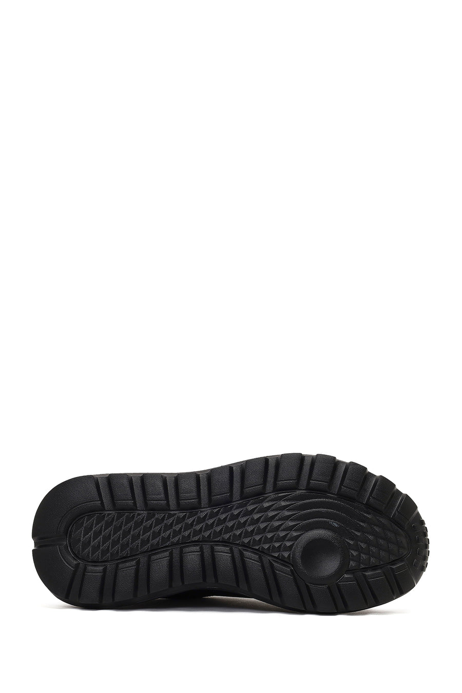 Men's Black Lace-Up Thick-Soled Leather Sneaker