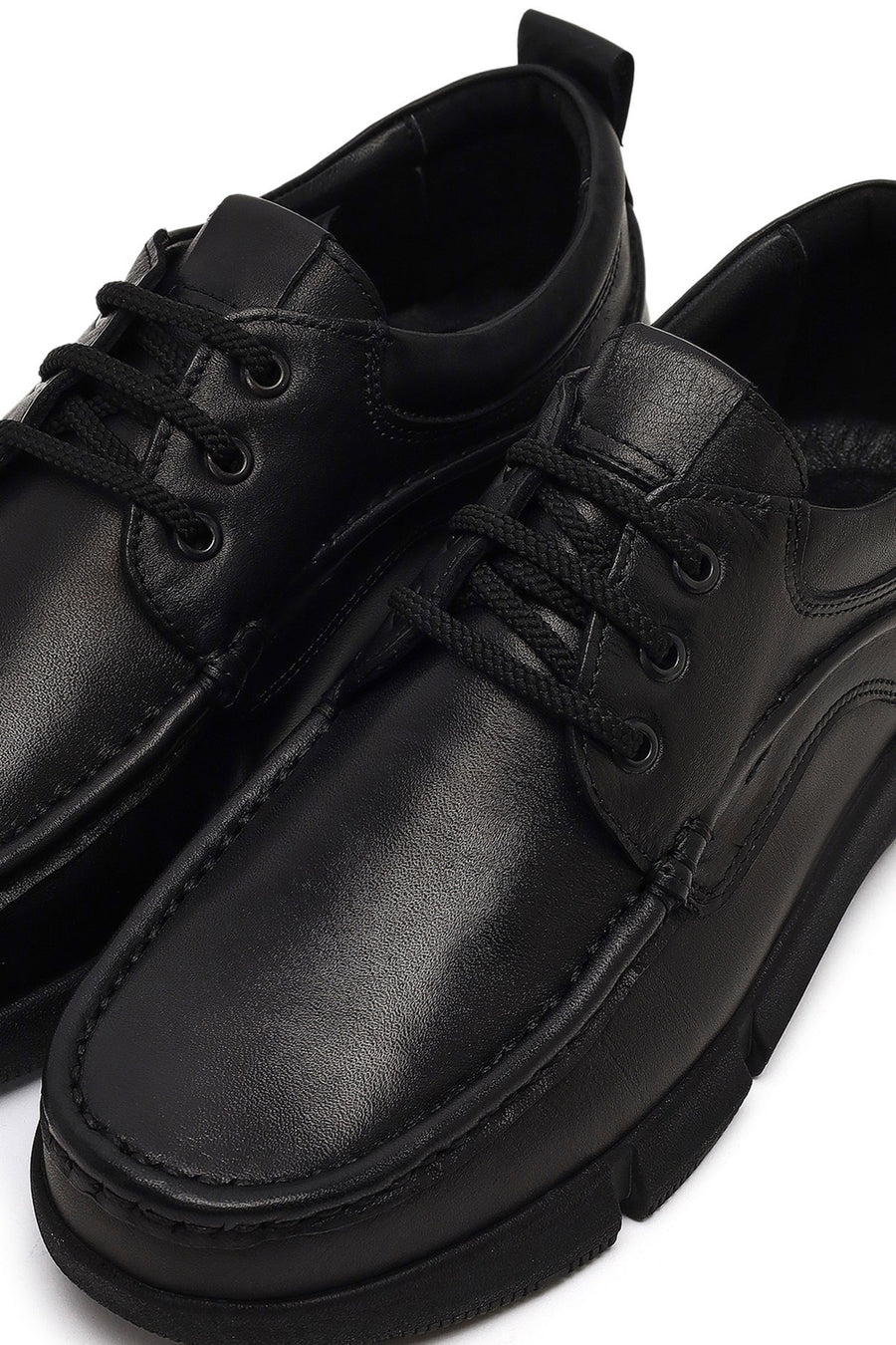 Men's Black Lace-Up Leather Casual Shoes