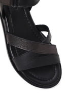 Women’s Black Ankle-Strap Leather Sandals | Derimod