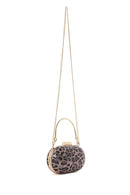 Women's Pink Leopard Pattern Long Strap Mini Clutch Evening Bag | Derimod