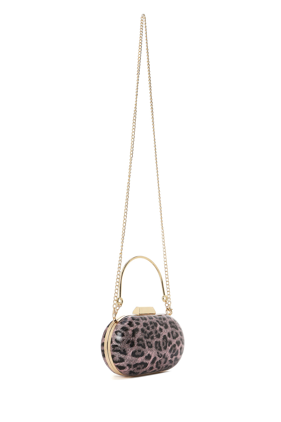 Women's Pink Leopard Pattern Long Strap Mini Clutch Evening Bag