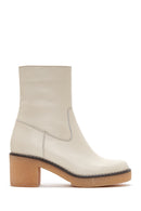 Women's Leather Zippered Heeled Boots | Derimod