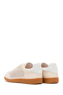 Women's Beige Lace-Up Mesh Suede Leather Sneaker | Derimod