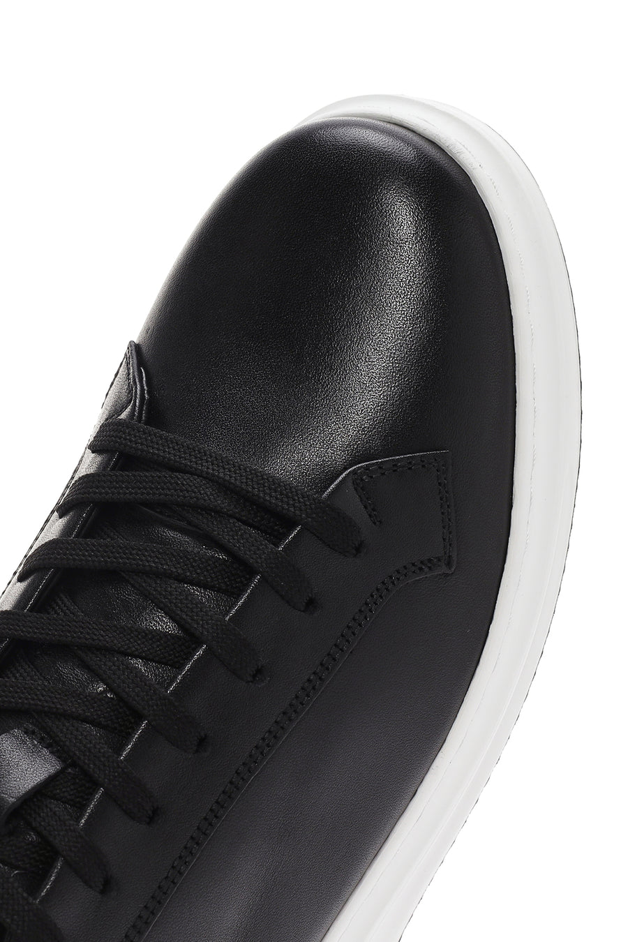 Erkek Siyah Bağcıklı Deri Sneaker