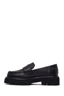 Kadın Siyah Kalın Tabanlı Deri Maskülen Loafer | Derimod