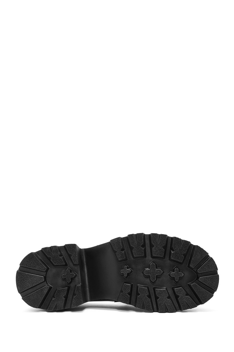 Women's Black Thick Heeled Leather Masculine Loafer