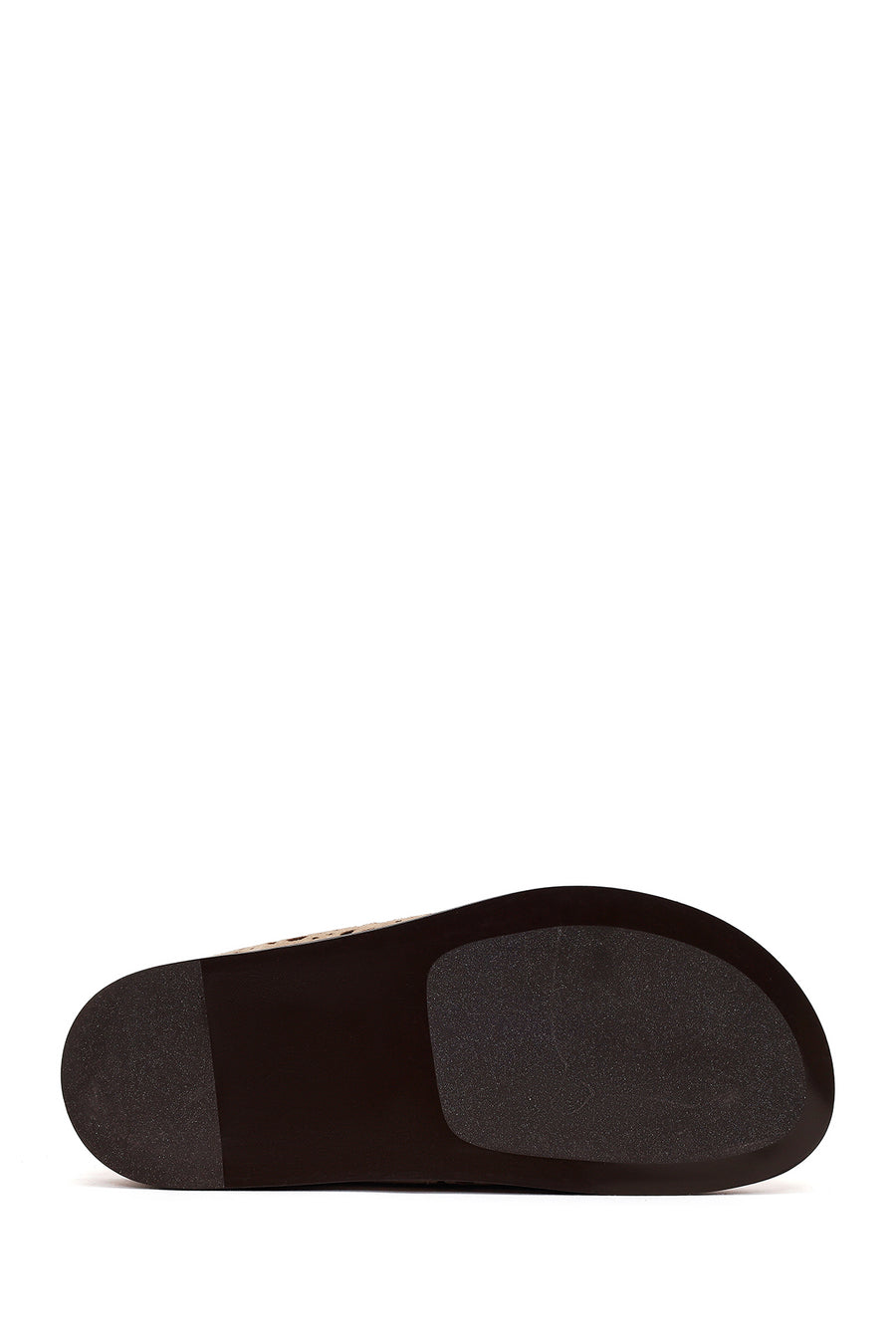 Women's Beige Patterned Suede Leather Slippers