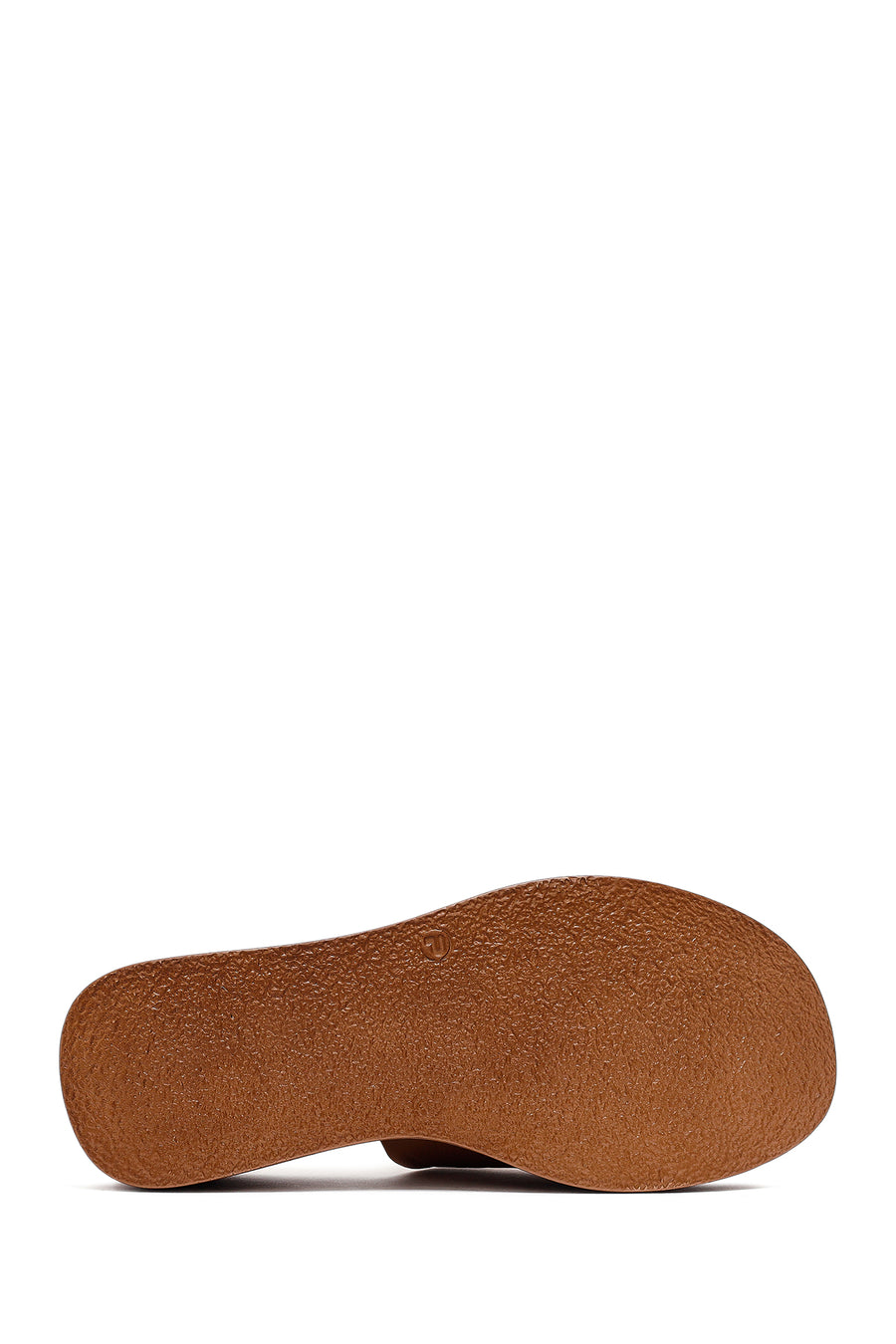 Woman Tan Thick Sole Leather Comfort Slippers