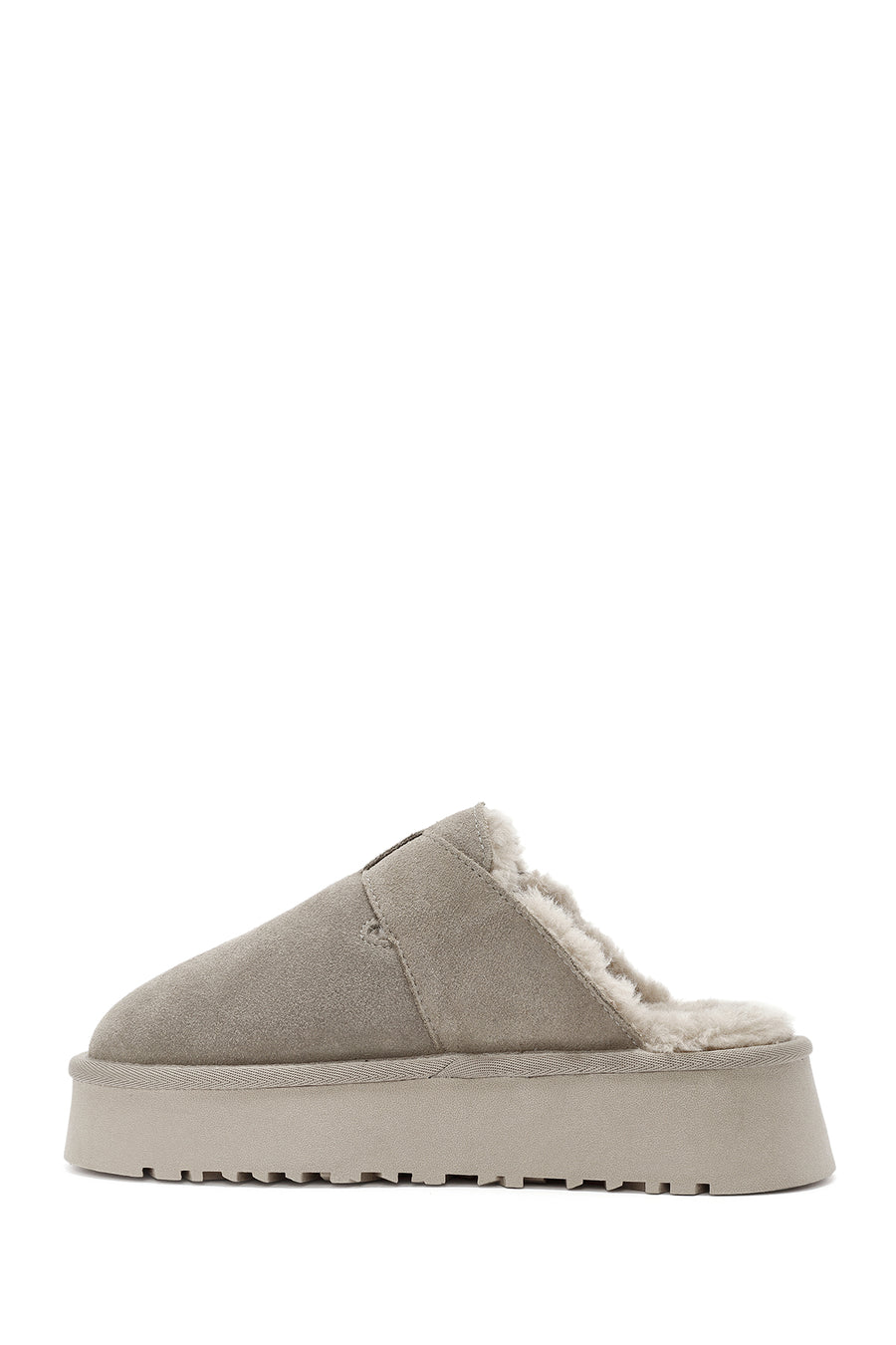Women's Mink Thick-Soled Fur Detailed Suede Leather Slippers