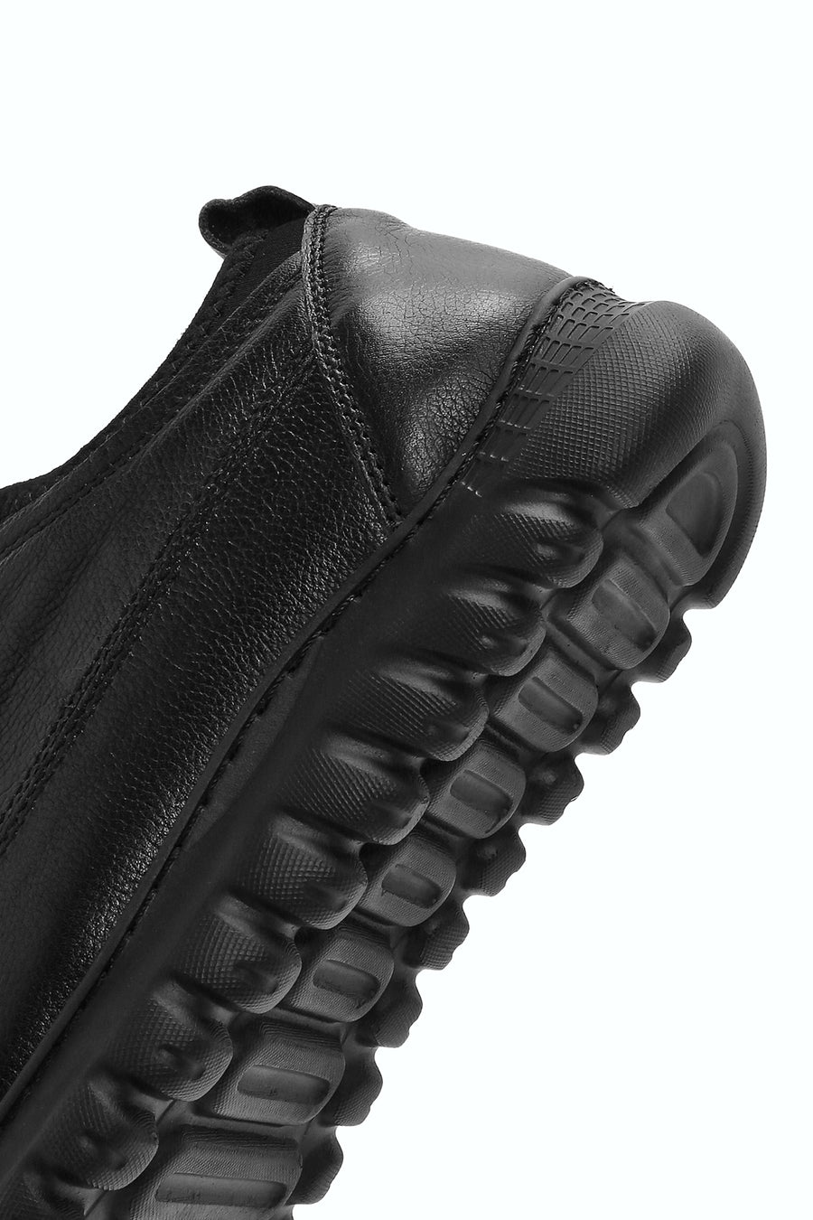Erkek Siyah Bağcıklı Deri Casual Sneaker