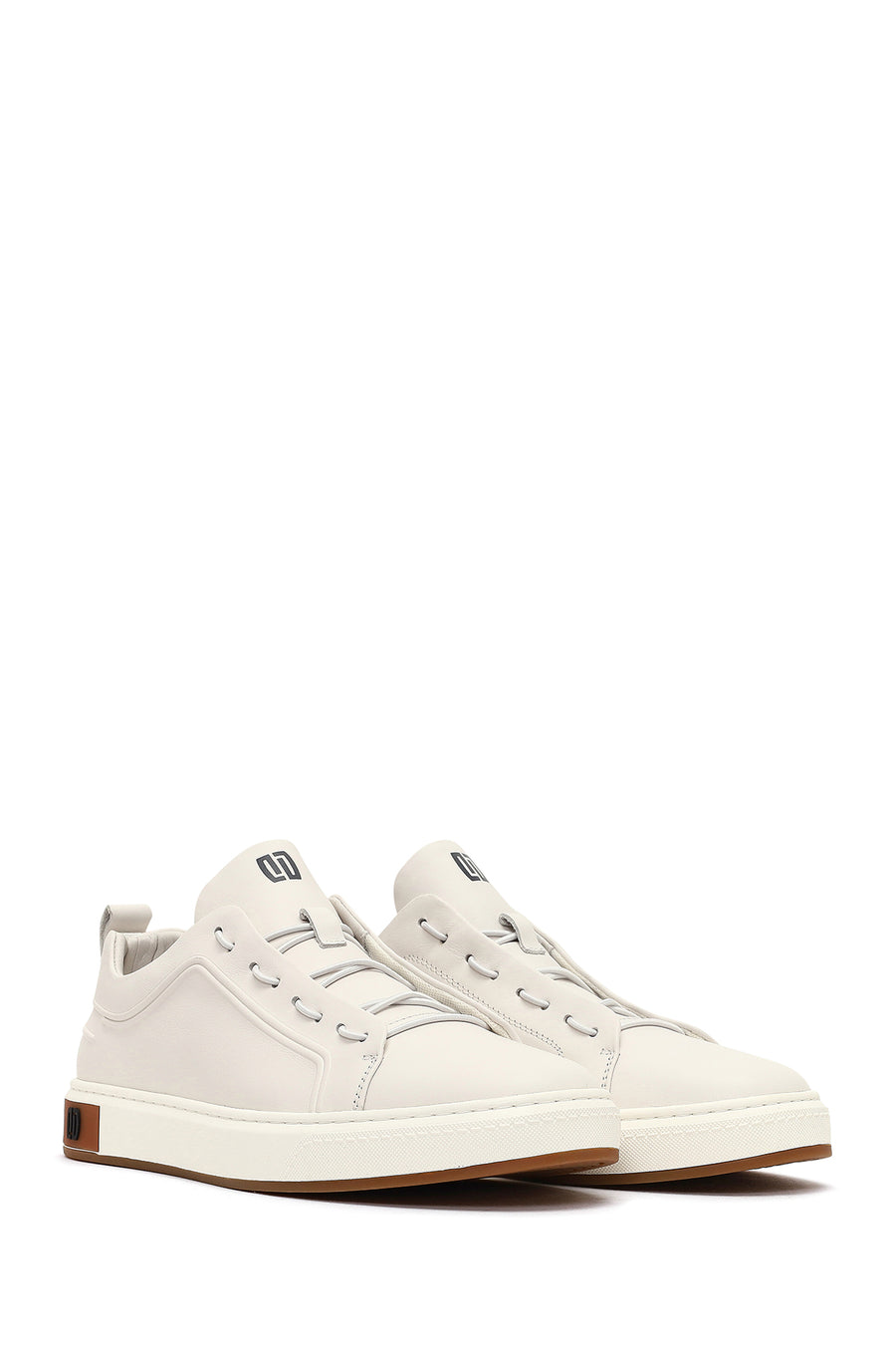 Male White Lace-Up Leather Sneaker