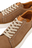 Erkek Bej Bağcıklı Nubuk Deri Sneaker | Derimod