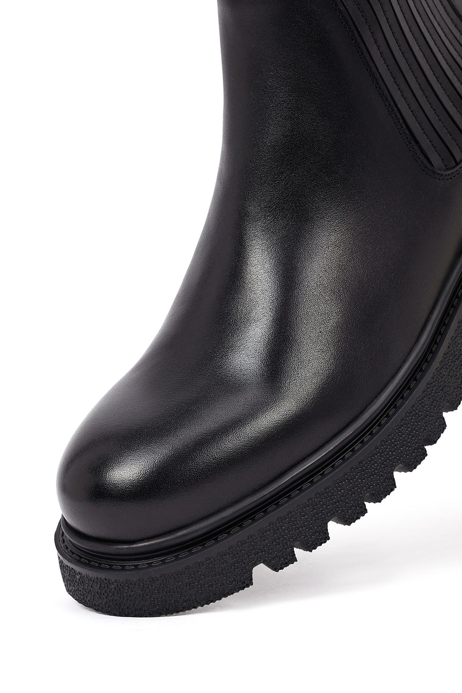 Men's Black Thick-Soled Leather Chelsea Boot