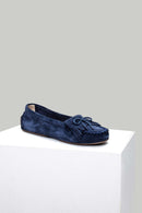 Suede Blue Women's Leather Loafer | Derimod