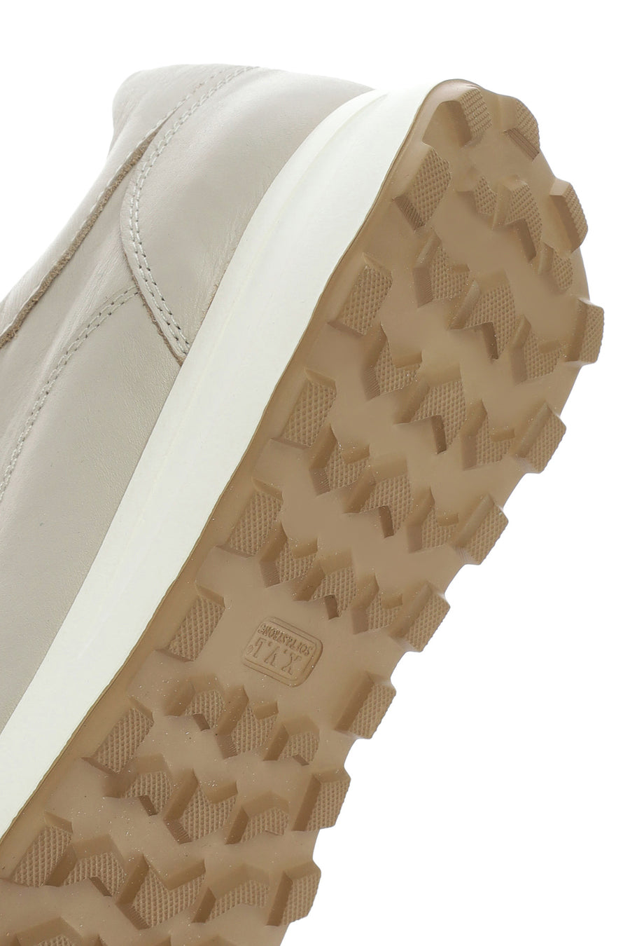 Women's Beige Lace-Up Side Zip Leather Sneakers