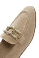 Women's Beige Suede Leather Masculine Loafer | Derimod