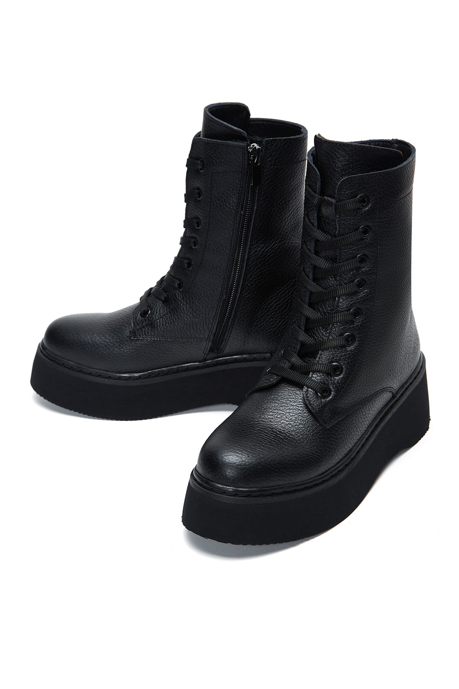 Women's Leather Zippered Casual Boots