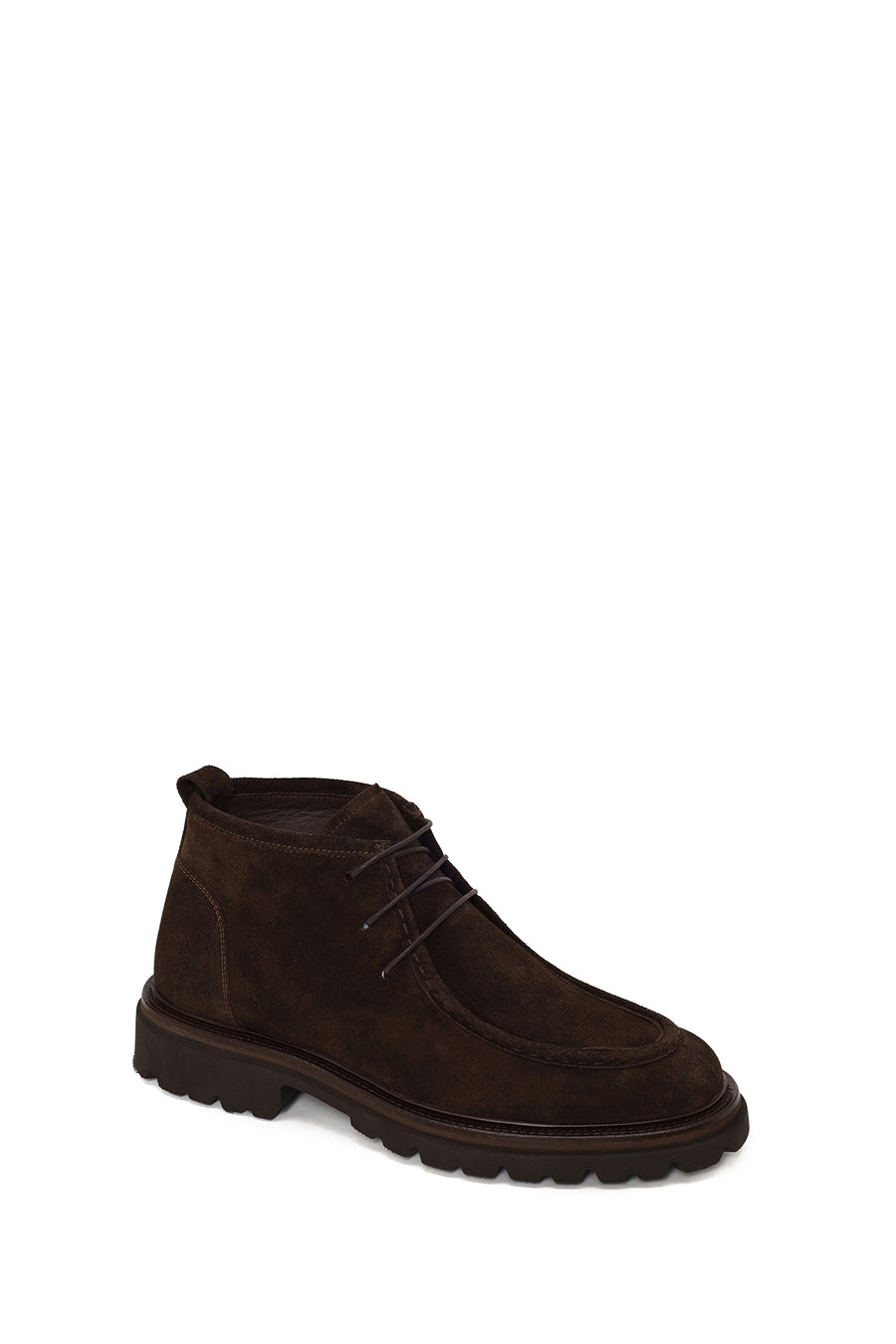 Male Brown Lace-up Thick-soled Suede Boots