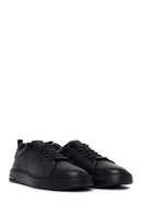 Erkek Siyah Bağcıklı Deri Sneaker | Derimod