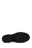 Woman Black Buckled Thick Sole Leather Masculine Loafer | Derimod