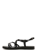 Women's Black Knit Detailed Sandals | Derimod