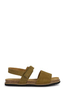 Goex Women's Green Leuca Strap Suede Leather Sandals | Derimod