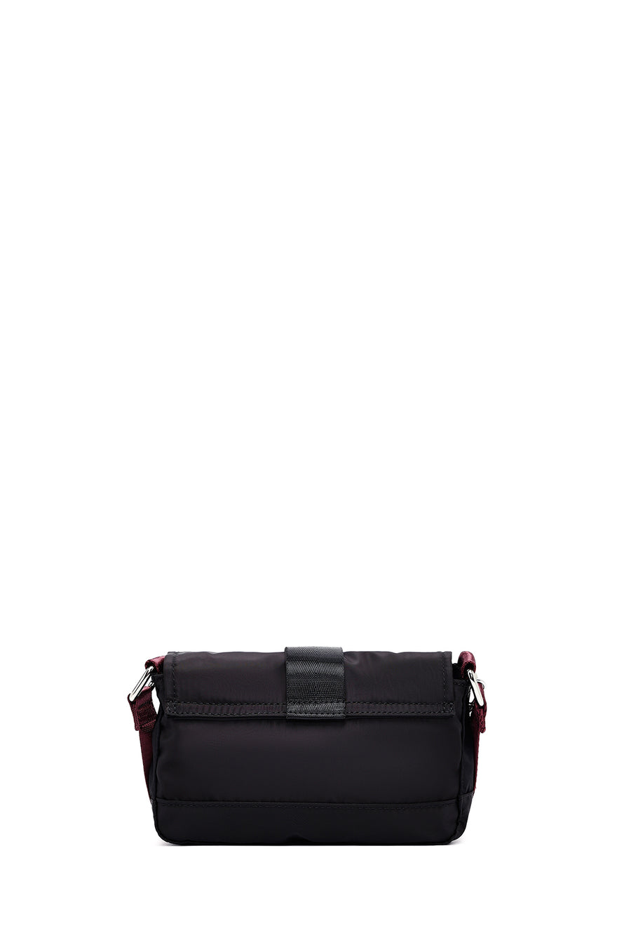 Women's Black Long Strap Mini Fabric Crossbody Bag