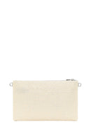 Woman Beige Long Chain Strap Wicker Clutch Bag | Derimod