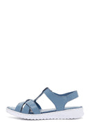 Kadın Mavi Deri Comfort Sandalet | Derimod