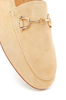 Women's Beige Buckle Suede Leather Loafer | Derimod