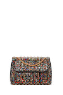 Women's Multicolored Long Chain Strap Stone-Embellished Evening Shoulder Bag | Derimod