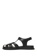 Women's Black Strappy Leather Sandals | Derimod