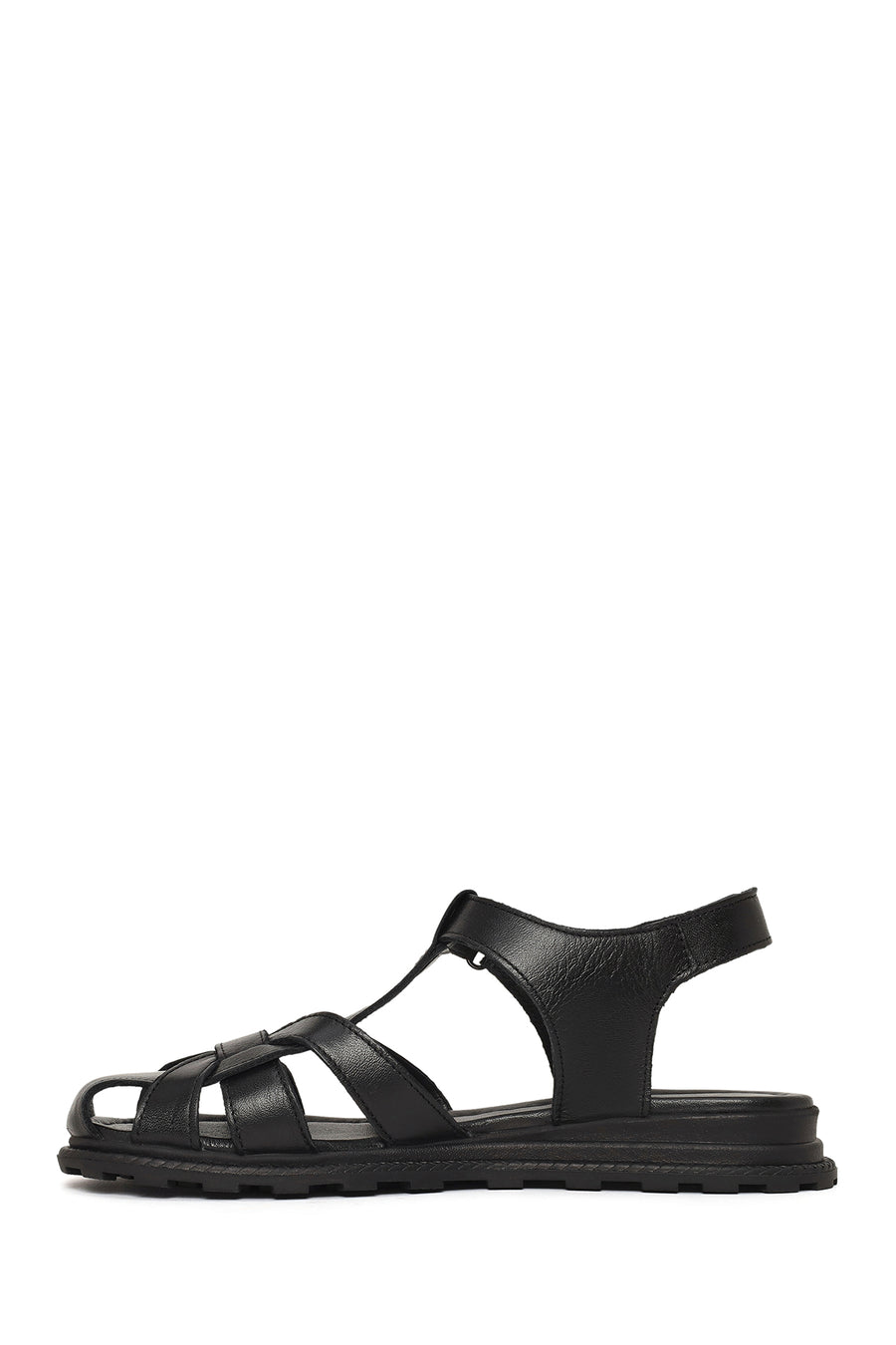 Women's Black Strappy Leather Sandals