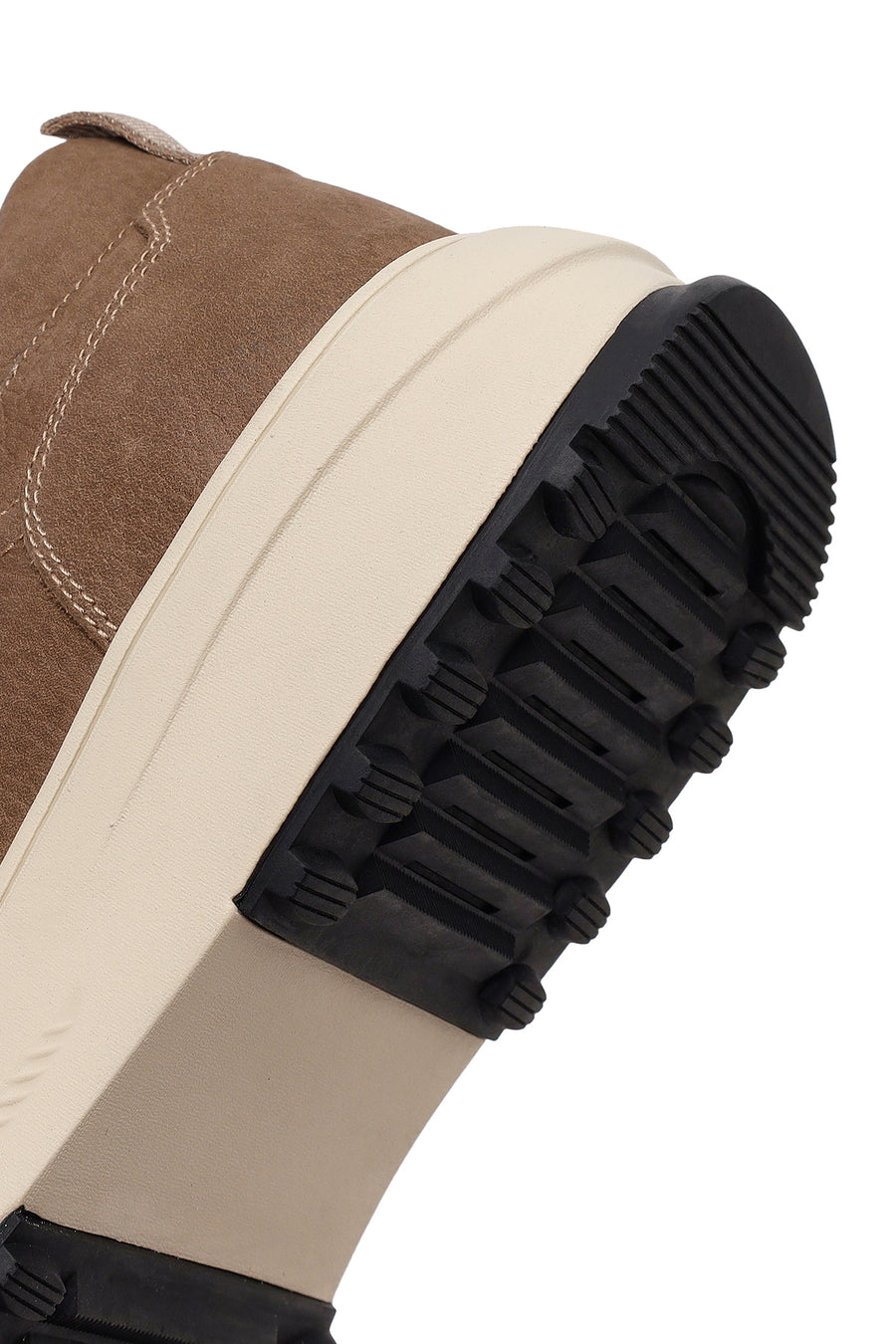 Erkek Vizon Bağcıklı Kalın Tabanlı Nubuk Deri Sneaker