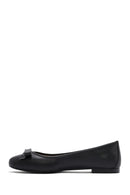 
Women's Black Leather Ballet Flats with Bow
 | Derimod