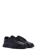 Men's Black Lace-Up Leather Casual Sneakers | Derimod