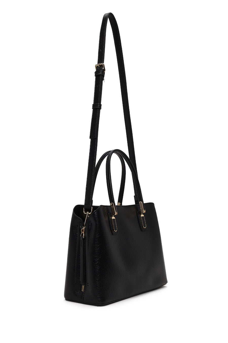 Woman Black Classic Shoulder Bag with Long Strap