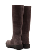 Women's Mink Thick Soled Zippered Suede Leather Casual Boots | Derimod