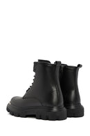 
Men's Black Lace-Up Zippered Leather Combat Boot
 | Derimod